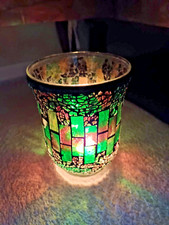 5.8"Tall Unique Beautiful Mosaic Stain Glass Tealight Votive Glass Candle Holder