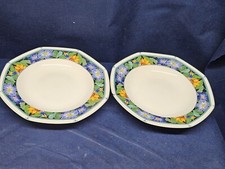 Vintage Studio Nova Stoneware "Martinique" Octagonal Soup Bowls Thailand EUC 
