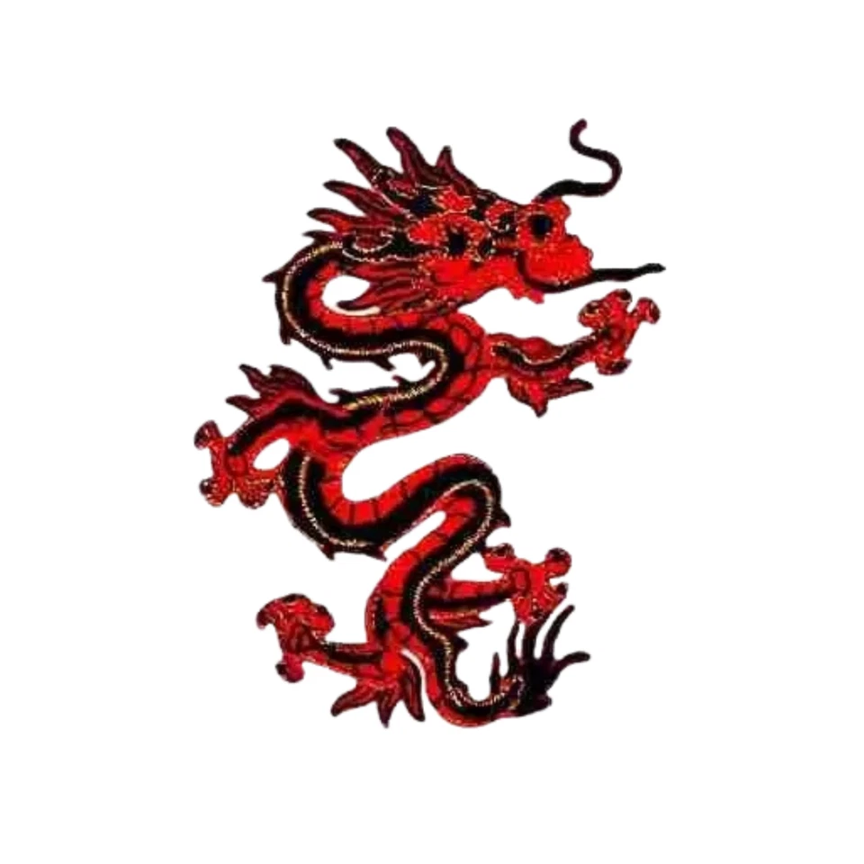 Red and Black LARGE Asian Dragon Embroidered (2-Pack) Iron-On Patch - Image 2 of 4