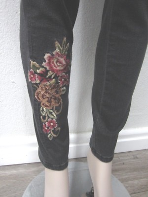 Jean Skinny Miss Me - Taille 29x29 - Gris Foncé à Paillettes & Broderies - NWT (Neuf Avec Étiquettes)
