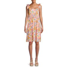 Heather B Shoulder Tie Dress Plus Size 2X Orange Swirl NWT