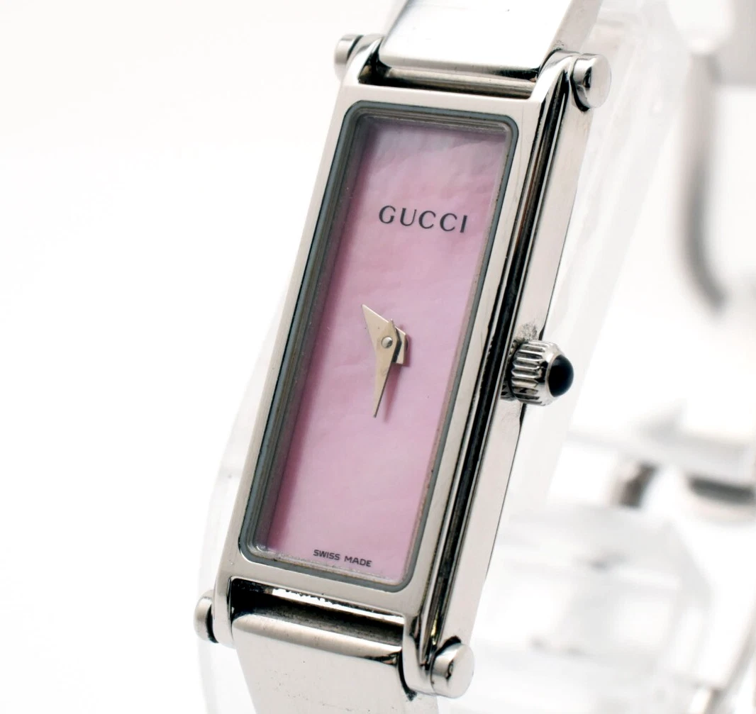Montre femme vintage [presque comme neuve] GUCCI 1500L argent rose coquille quartz du JAPON
