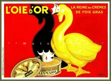 L'OIE D OR "Queen of Foie Gras" Goose Pate Vintage Poster Print Retro Style Art 