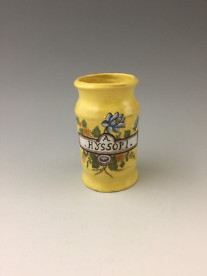 Antike ''Jaune de Marsaille'' Fayence Drogendose / Albarello für Ysop