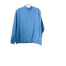 Tasso Elba Men Large Blue 100 Cotton 1/4 Zip Pullover Sweatshirt Sweater