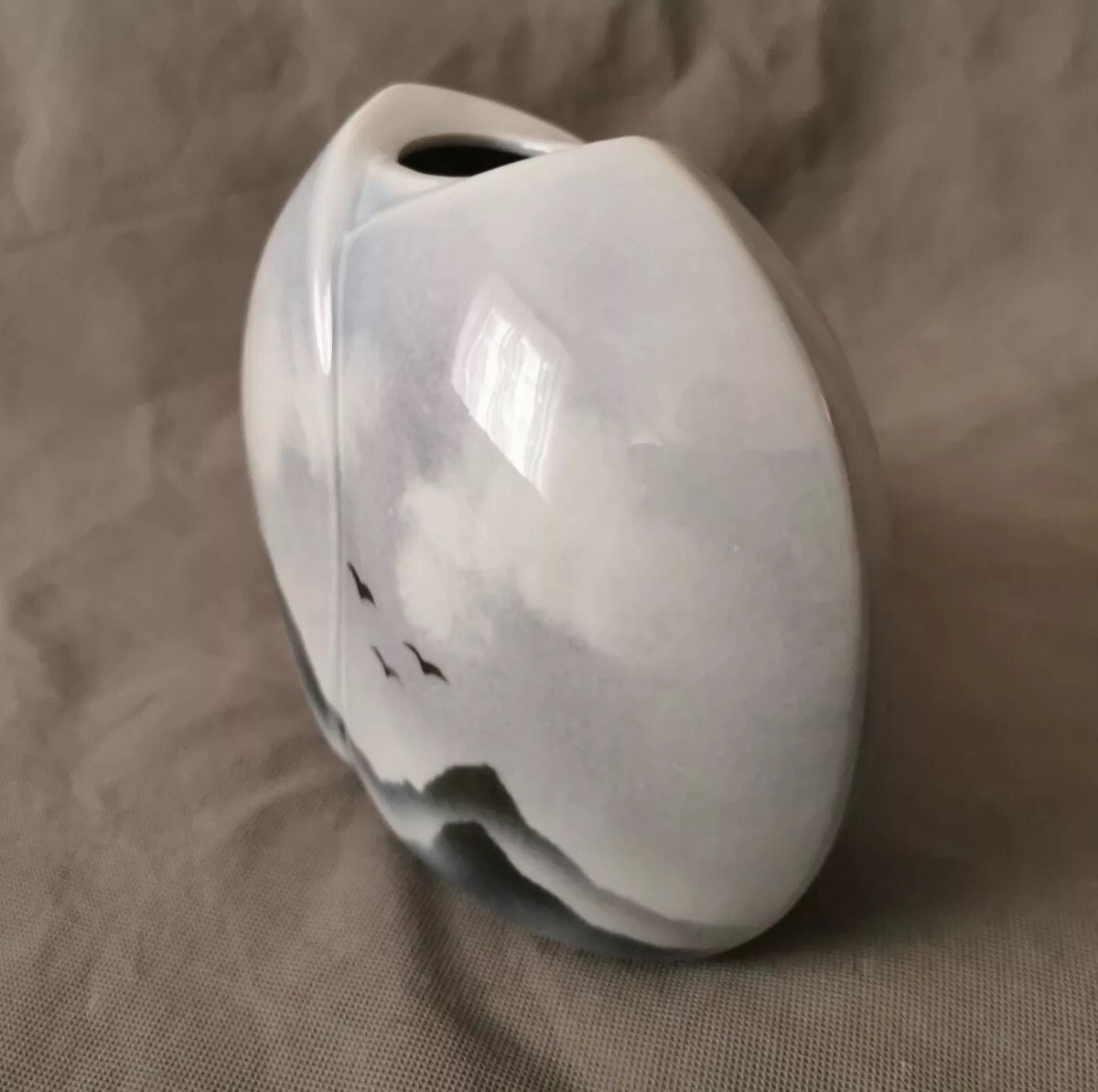 Yves Mohy - Grand vase lenticulaire - Porcelaine de Virebent
