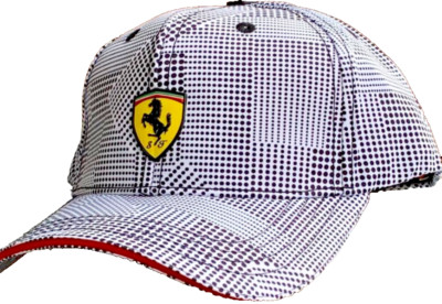 F1 Racing Team White Concept Cap w/Black Dots All over.. Snapback. Factory 2nd.
