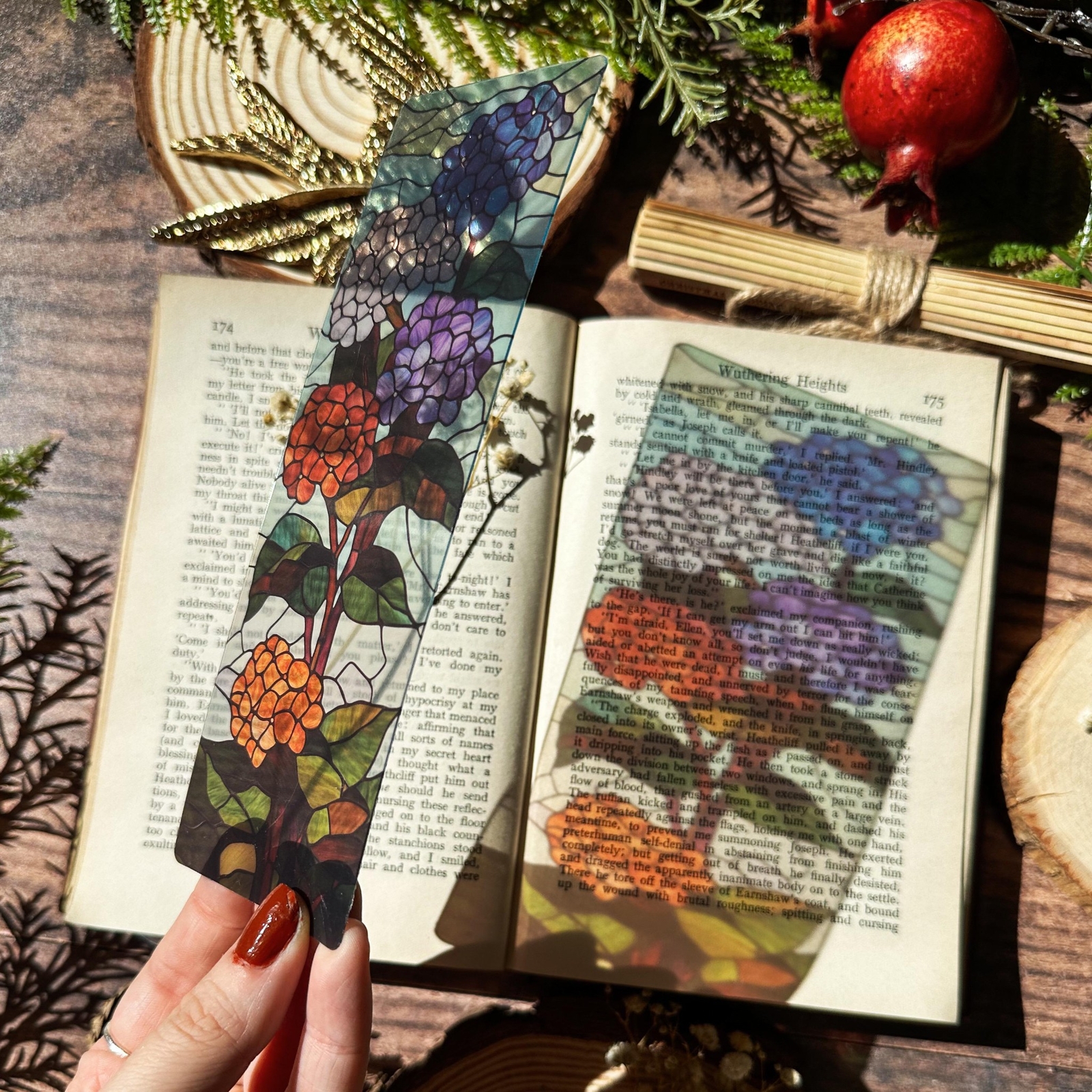 Floral Stained Glass Bookmarks (Flower Transparent Clear Bookmark, Book Lover)
