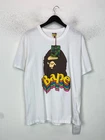 A Bathing Ape White Graphic Crew Neck T-Shirt Short Sleeve Logo XXL NEW
