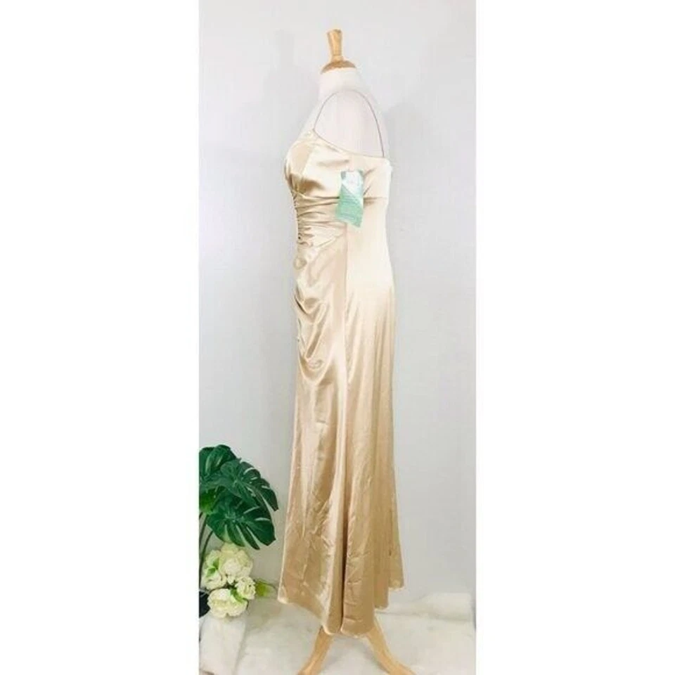 Vestido sin tirantes con cuentas talla 10 satinado elegante formal inspirado en Y2K Nicole Miller Foto 2 de 4