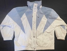 Vintage Innovations By Izzie Size Bomber Style Jacket White - Blue Large EUC