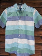 Chaps Ralph Coastal Beach Boys Lg 14/16 Turquoise Short Sleeve Vacation Shirt