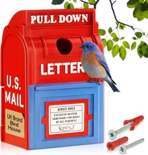 Muldale Outdoor Mailbox Birdhouse – Resin Weather-Resistant Wild Bird House for 