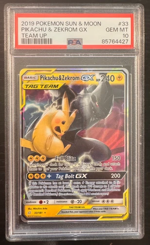 2019 Pokemon Sun and Moon Pikachu & Zekrom GX TAG TEAM UP 33/181 PSA 10 GEM MT