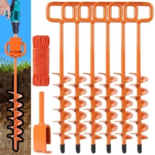 Heavy Duty Ground Anchors 15in - Spiral Tent Stakes for Hard Ground 6PCS