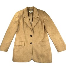Talbots Petites 100 Camel Hair Blazer Made in Italy Vintage Tan