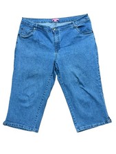 Woman Within Capri Crop Pants Women’s 20W Blue Denim Zipper/Button Closure