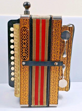 Hohner Collectible Antique C Diatonic Accordion 112 with Original Box Base