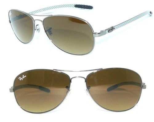 RAY BAN SUNGLASSES BROWN GREY RB 8301 56 004/51 CARBON COCKPIT 3362 PILOT 8403