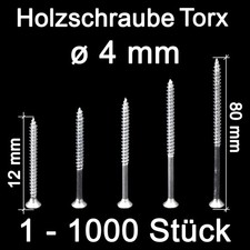 Holzschrauben Senkkopf Torx O 4 mm 12-80 mm M4 Senkkopfschrauben verzinkt Stahl