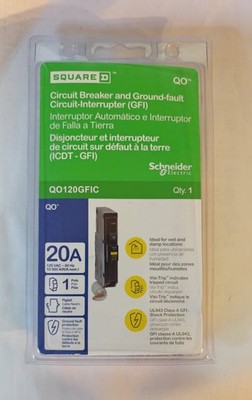 Square D QO120GFIC 20A 120VAC 1-Pole GFCI Plug-In Circuit.