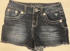 Justice Girls Cutoff Denim Shorts Simply Low 10R Designer Pockets Frayed Hem