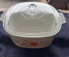 Vintage Corning Ware Lg 3 Quart Wildflower Casserole Dish A-3-B with Pyrex Lid