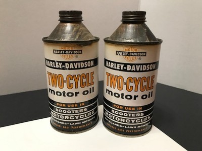 Harley-Davidson Motorcycle Vintage Two-Cycle Motor Oil 12 oz. Cone Top Can X 2