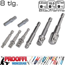 8 tlg Akkuschrauber Stecknuss Halter Set 1/4" 3/8" 1/2" Steckschlüssel Adapter