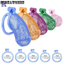 5 Colors Sissy Hollow Breathable Chastity Cage with 5 Rings CB Lock Device Male