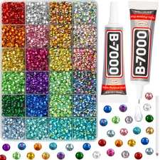 10000Pcs Multicolored Rhinestones for Crafts with b7000 Gem Glue for Clothes ...
