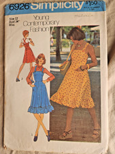 Vintage 1970's Sewing Pattern 6926 Ladies or Teens Sundress - Size 12 - Cut