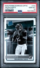 2020 Panini Donruss Optic #314 Jalen Hurts Variation Prizm Rookie Card RC PSA 10. rookie card picture
