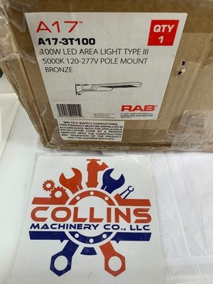 RAB A17-3T100 100W LED Area Lighting Type III 5000K 120-277 Pole Mount Bronze