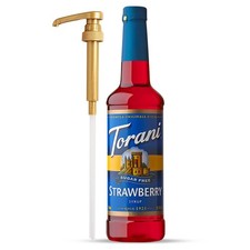Torani Sugar Free Syrup, Strawberry, Zero Calorie, Pump Included, 25.4 Oz