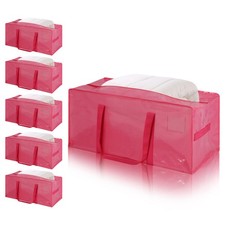Pink Heavy Duty Moving Bags 6-Pack, 93L Extra Large Storage Bags with Full-Op