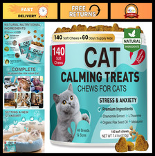 Calming Cat Treats - 140 Soft Chews for Anxiety Relief, Stress Reduction Trave