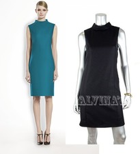 GUCCI DRESS BLACK STRETCH FLANNEL MOCK NECK WOOL & CASHMERE $1,350 sz 42 / US 6