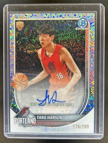 2025-26 Bowman Yang Hansen Chrome Auto RC Speckle Refractor #/299 Trail Blazers