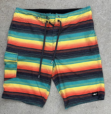 Men's O'Neill Board Shorts Multicolor Rasta 32 Surf Beach Sun Reggae Jamaica