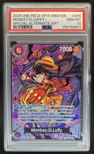 2026 One Piece Adventure on Kami's Island Monkey.D.Luffy Alt Art ST26-005 PSA 10