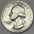 1952-S Washington Quarter. Very Bold Vivid Example.  Free Shipping !!
