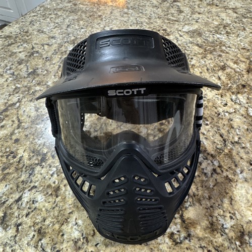 Vintage Scott USA Black Full Face Paintball Mask Goggles 1990’s With Visor