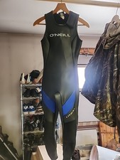 O'Neill Sleeveless Full Wetsuit Farmer John Size W 8 Black Blue Neoprene Surf