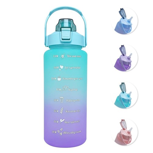 64 oz Large Capacity Water Bottle with Motivational Time Markers and