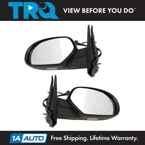 TRQ Mirror Power Folding Heated Memory Puddle Signal Pair Set for GM Pickup SUV