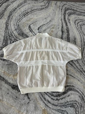 Vtg 90's Christian Dior Monsieur Zip Up Short Sleeve White Beige