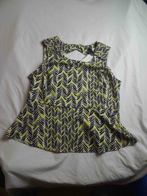Worthington Peplum Top Womens 1X Plus Neon Dopamine Dressing Corporate Chic Boho