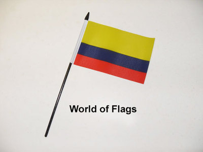 KOLUMBIEN FLAGGE 6'' x 4'' KLEINE HAND WINKENDE kolumbianische Südamerika Handwerk Display