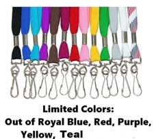 25 New Flat NECK STRAP LANYARDs with SWIVEL and HOOK  Pick 1 or MIX COLOR -